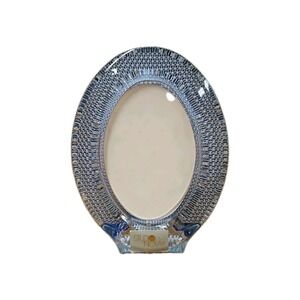 STUDIO NOVA-MAKASA LEAD CRYSTAL OVAL SHAPED PICTURE FRAME BLUE COLOR